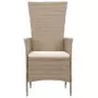 Set da Pranzo da Giardino 9 pz con Cuscini in Polyrattan Beige