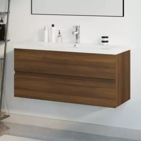 Mobile Bagno Lavabo Integrato Rovere Marrone Legno Multistrato