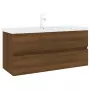 Mobile Bagno Lavabo Integrato Rovere Marrone Legno Multistrato