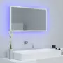 Specchio da Bagno con LED Bianco Lucido 80x8,5x37 cm Truciolato