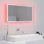 Specchio da Bagno con LED Bianco Lucido 80x8,5x37 cm Truciolato