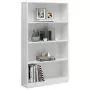 Libreria a 4 Ripiani Bianco Lucido 80x24x142 cm in Truciolato