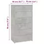 Credenza con 6 Cassetti Grigio Cemento 50x34x96cm in Truciolato