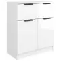 Credenza Bianco Lucido 60x30x70 cm in Legno Multistrato