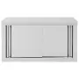 Armadio da Cucina con Ante Scorrevoli 90x40x50cm Acciaio Inox