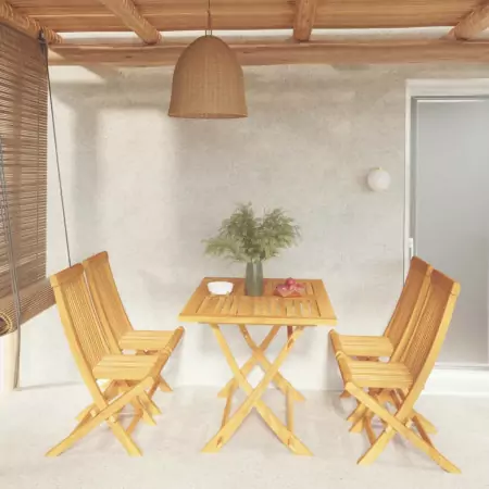 Set da Pranzo da Giardino 5 pz in Legno Massello di Teak