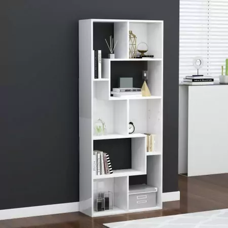 Libreria Bianca Lucida 67x24x161 cm in Truciolato