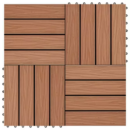 Piastrella Decking in WPC 11 pz 30x30 cm 1 sqm Marrone Chiaro