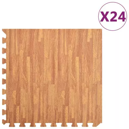 Tappetino a Incastro 24 pz Venature Legno 8,64㎡ Schiuma EVA