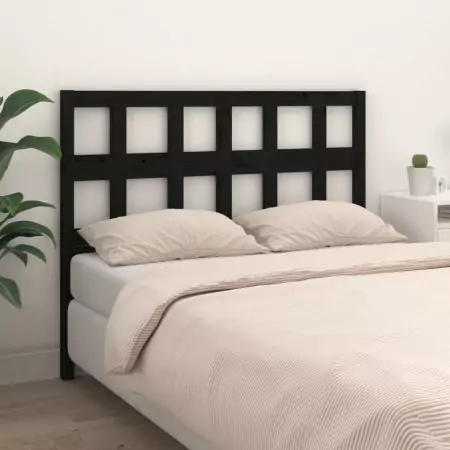 Testiera per Letto Nera 185,5x4x100cm in Legno Massello di Pino