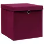 Contenitori con Coperchio 4 pz 28x28x28 cm Rosso Scuro