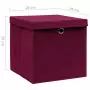 Contenitori con Coperchio 4 pz 28x28x28 cm Rosso Scuro