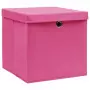 Contenitori con Coperchio 4 pz 28x28x28 cm Rosa