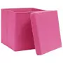 Contenitori con Coperchio 4 pz 28x28x28 cm Rosa