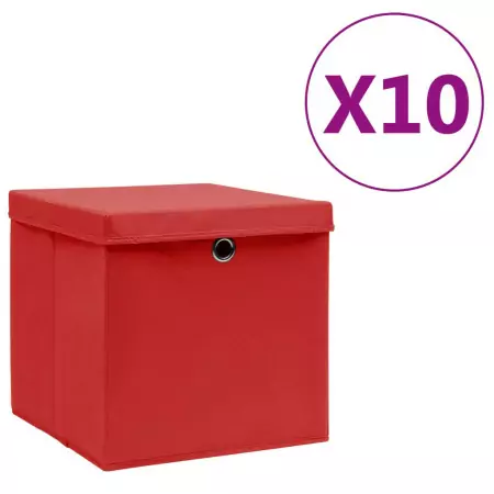 Contenitori con Coperchio 10 pz 28x28x28 cm Rosso