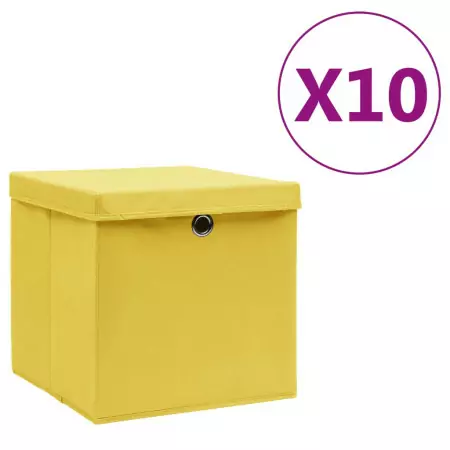 Contenitori con Coperchio 10 pz 28x28x28 cm Giallo