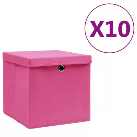 Contenitori con Coperchio 10 pz 28x28x28 cm Rosa