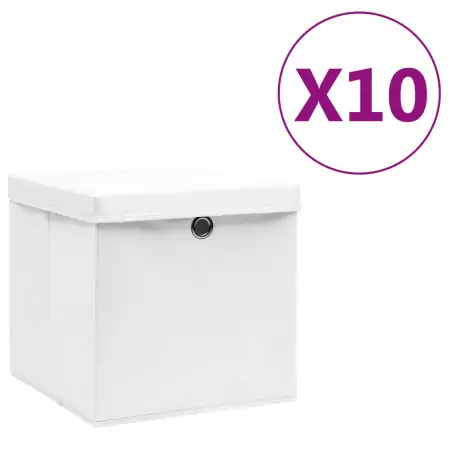 Contenitori con Coperchio 10 pz 28x28x28 cm Bianco