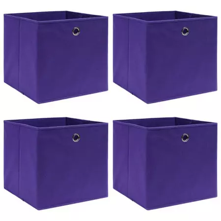 Contenitori 4 pz in Tessuto non Tessuto 28x28x28 cm Viola