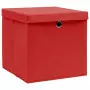 Contenitori con Coperchio 4 pz 28x28x28 cm Rosso