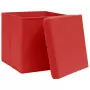 Contenitori con Coperchio 4 pz 28x28x28 cm Rosso