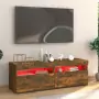 Mobile Porta TV con Luci LED Rovere Fumo 120x35x40 cm