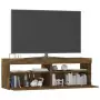 Mobile Porta TV con Luci LED Rovere Fumo 120x35x40 cm