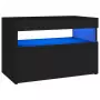 Comodino con Luci LED Nero 60x35x40 cm in Legno Multistrato