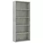 Libreria a 5 Ripiani Grigio Cemento 80x30x189 cm in Truciolato