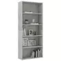 Libreria a 5 Ripiani Grigio Cemento 80x30x189 cm in Truciolato