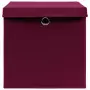 Scatole con Coperchi 10 pz Rosso Scuro 32x32x32 cm in Tessuto