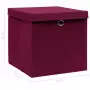 Scatole con Coperchi 10 pz Rosso Scuro 32x32x32 cm in Tessuto