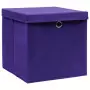 Scatole con Coperchi 10 pz Viola 32x32x32 cm in Tessuto