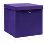 Scatole con Coperchi 10 pz Viola 32x32x32 cm in Tessuto