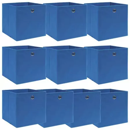 Scatole 10 pz Blu 32x32x32 cm in Tessuto