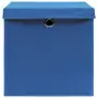 Scatole con Coperchi 10 pz Blu 32x32x32 cm in Tessuto