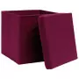 Scatole con Coperchi 4 pz Rosso Scuro 32x32x32 cm in Tessuto