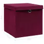 Scatole con Coperchi 4 pz Rosso Scuro 32x32x32 cm in Tessuto