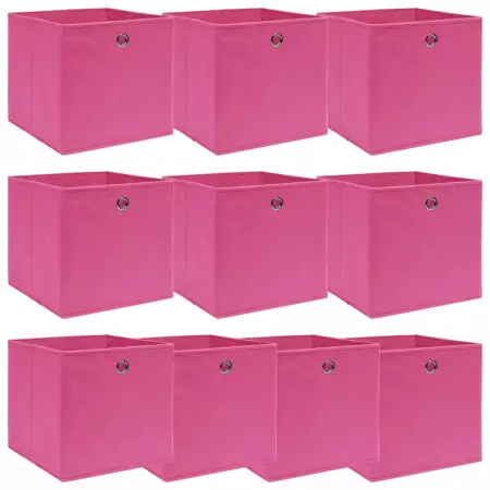 Scatole 10 pz Rosa 32x32x32 cm in Tessuto