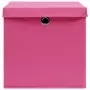 Scatole con Coperchi 10 pz Rosa 32x32x32 cm in Tessuto