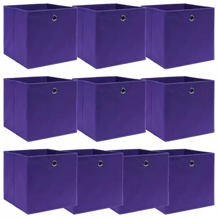 Scatole 10 pz Viola 32x32x32 cm in Tessuto