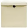 Scatole con Coperchi 4 pz Crema 32x32x32 cm in Tessuto