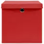 Scatole con Coperchi 10 pz Rosse 32x32x32 cm in Tessuto