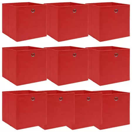 Scatole 10 pz Rosse 32x32x32 cm in Tessuto