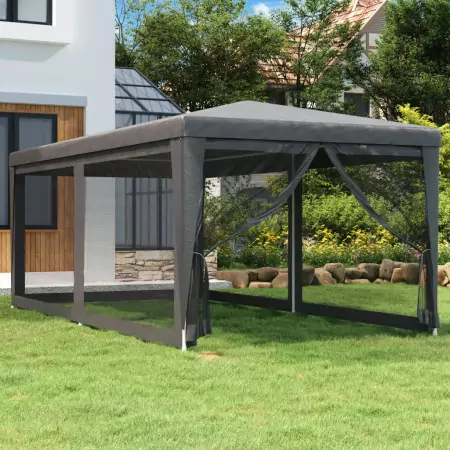 Tenda per Feste 6 Pareti Laterali in Rete Antracite 3x6 m HDPE