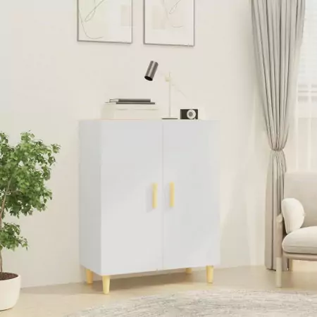 Credenza Bianco Lucido 70x34x90 cm in Legno Multistrato