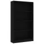 Libreria a 4 Ripiani Nera 80x24x142 cm in Truciolato