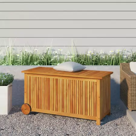 Contenitore Giardino con Ruote 113x50x58 Legno Massello Acacia