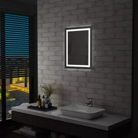 Specchio da Parete a LED per Bagno con Sensore Tattile 50x60cm