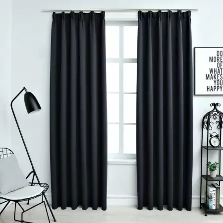 Tende Oscuranti con Ganci 2 pz Antracite 140x245 cm